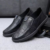 Xituodai Equzu Office Slip-on Loafers Fashion Leather Casual Shoes 2024 Sewing Shallow British Business Shoes Outdoor Breathable Walking Shoe