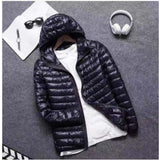 Xituodai Ultra Light Down Jackets  Feather Cotton Hoodie Autumn Winter Men Long Sleeve Zipper Waterproof Lightweight Coat Tops Oversize