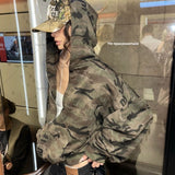 Xituodai Y2K Harajuku Retro Camouflage Zipper Hoodie Hip-hop Punk Trend Brand Streetwear Jacket Women Fashion Casual Loose Sweatshirt