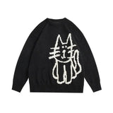 Xituodai 2024 Fall Fashion  Sweater Cute Cat Graphic Vintage Knitwear Y2K Sweaters Winter Harajuku Oversized Pullover Sweater Aesthetic Unisex Clothes Teens