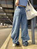 Xituodai Men's American Vintage Distressed Jeans High Street Straight Tube Loose Fitting Pants Ripped Denim Trendy Y2k