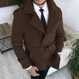 Xituodai Chic Men Woven Lapel Double Row Button Trench Long Sleeve Blazer Jackets Spring Autumn New Slim Business High Quality Suit Coats