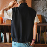 Xituodai Oversized Men's Vest Double zipper Stand Collar Sleeveless Tank Tops Coat American INS Trendy High Street Loose Casual Waistcoat