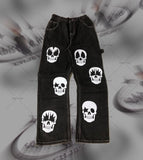 Xituodai New Harajuku Y2K Streetwear Baggy Jeans Gothic Punk Skull Print Wide Leg Straight Pants Men Hip Hop Retro Casual Loose Trousers