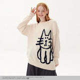 Xituodai 2024 Fall Fashion  Sweater Cute Cat Graphic Vintage Knitwear Y2K Sweaters Winter Harajuku Oversized Pullover Sweater Aesthetic Unisex Clothes Teens