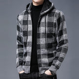 black men fashion urban Knitted Cardigan Men's Korean-Style Loose Plaid Sweater Long Sleeve Top Sweater Men's Coat