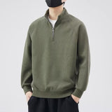 Xituodai Half zipper hoodie men autumn and winter new trend pure color simple loose casual stand collar top coat