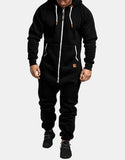 Xituodai Solid Color Hooded Fleece Casual Warm Jumpsuit