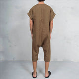 Xituodai Men's Short Sleeve Linen Jumpsuit