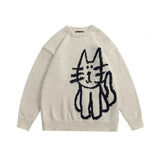 Xituodai 2024 Fall Fashion  Sweater Cute Cat Graphic Vintage Knitwear Y2K Sweaters Winter Harajuku Oversized Pullover Sweater Aesthetic Unisex Clothes Teens