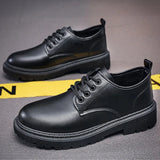 Xituodai Equzu Leather Casual Men Shoes Kitchen Waterproof Work Shoes Black Business Shoe Lace-up Fashion Male Shoe 2024 Outdoor Non-slip Flats