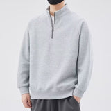 Xituodai Half zipper hoodie men autumn and winter new trend pure color simple loose casual stand collar top coat