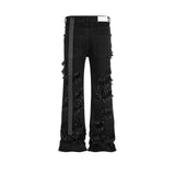 Xituodai Ribbons Tassel High Elasticity Black Jeans for Men Pantalones Hombre Straight Baggy Flare Pnats Oversized Y2k Denim Trousers