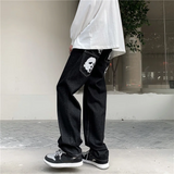 Xituodai Hip Hop Printed Jeans Men Baggy Black Denim Trousers Straight Pants Spring Fashion Korean Streetwear Male Bottoms Y2K Clothes