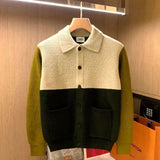 Xituodai Patchwork Knitted Cardigan Sweater Autumn Winter Men's Matching Color Casual Loose Knitwear Fashion Sweaters Warm Coat Versatile