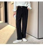 Xituodai Men's straight casual dress pants, Korean style, loose, Brown black dress pants