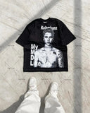 Xituodai Y2K European and American Hip-hop Retro Loose Top Letter Printed T-shirt Men Street Round Neck Oversized Short-sleeved Women