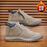 Xituodai Datuart Men's Short Boots with Plush Insulation Casual Shoes Thick Soled Anti Slip Snow Boots Outdoor Winter Cotton Shoes Men Ankle Boot