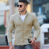 Xituodai Fashion Solid jacquard Knitwear Men Long sleeved V-neck Button knitted cardigan Autumn Winter Slim Fit Tops Sweater Coat Male