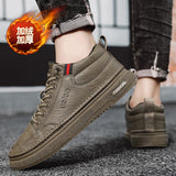 Xituodai Datuart Men Casual Sports Shoes Outdoor Fashionable Board Shoes Plush Insulation PU Sneakers Thick Soled Non Slip Male Shoes 2024 Winter