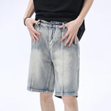 Xituodai Denim Shorts Men Street Vintage Thin Summer LOOSE Distressed Streetwear Casual Baggy Half Vaqueros Pants Simple Y2k Men's Jeans