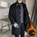 Xituodai Vintage Denim Trench Coat Men Medium Long Styles Loose Tops Windbreaker Autumn Winter With Plush Thickening Overcoat Jacket