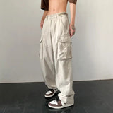 Xituodai Women Casual Joggers Baggy Trousers Y2K Wide Leg Sweatpants Streetwear Cargo Pants Tech Pants Vintage Solid Low Waist Drawstring