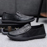 Xituodai Equzu Office Slip-on Loafers Fashion Leather Casual Shoes 2024 Sewing Shallow British Business Shoes Outdoor Breathable Walking Shoe