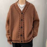 Xituodai V-neck sweater Cardigan men's autumn and winter casual Korean sweater coat loose line sweater Japanese retro trend Korean sweate