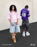 Xituodai American fashion brand No.19 jersey letter oversized T-shirt women's Y2K streetwear fashion versatile loose V-neck shirt top