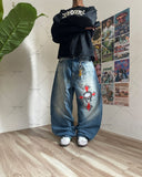 Xituodai Harajuku Baggy Jeans American Retro Letter Print Wide-leg Straight Pants Men Gothic Punk Casual Trend Brand Streetwear Trousers