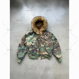 Xituodai 2025 High Street Trendy Y2K Streetwear Jacket Harajuku Retro Camouflage Fur Collar Casual Zipper Hoodie Men Oversized Sweatshirt