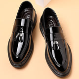 Xituodai Ejiejia New Men's Dress Shoes Luxury Patent Leather Business Formal Shoes Fashion Pointed Toe Low Heel Tassel Loafers Male Wedding Shoes