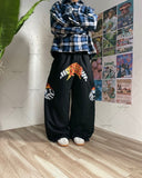 Xituodai Hip-hop Harajuku Retro Trendy Oversized Striped Sweatpants Men Punk Style Letter Baggy Straight Casual Pants Y2K Streetwear