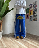 Xituodai Hip-hop Harajuku Retro Trendy Oversized Striped Sweatpants Men Punk Style Letter Baggy Straight Casual Pants Y2K Streetwear