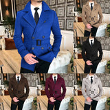 Xituodai Chic Men Woven Lapel Double Row Button Trench Long Sleeve Blazer Jackets Spring Autumn New Slim Business High Quality Suit Coats