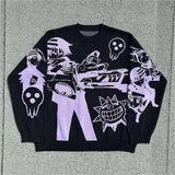 Xituodai 2024 Fall Fashion  Harajuku fashion men's and women's couple fall and winter sweater Y2K retro 90s gothic fitted round neck tops clothing 2024 new