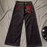 Xituodai baggy jeans Y2K Full Embroidery Printing High Street American Jeans Hip Hop Straight Casual Trousers