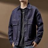 Xituodai Oversize Retro Denim Jacket For Men Spring Autumn Fashion Loose Jeans Top American Vintage Large Pocket Workwear Coat Streetwear