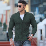 Xituodai Fashion Solid jacquard Knitwear Men Long sleeved V-neck Button knitted cardigan Autumn Winter Slim Fit Tops Sweater Coat Male