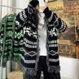 Xituodai Ethnic Style Knitted Cardigan Men Loose Lazy Tassel Sweater Shawl Autumn Winter Hip Hop Couple Knitting Top Coat Streetwear