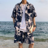 Xituodai Flower Shirt & Shorts Two Piece Set