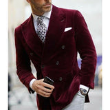 Xituodai Burgundy Velvet Blazer for Men with Double Breasted Dinner Jacket Elegant Smoking Suit Coat