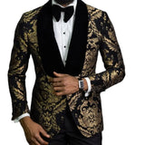 Xituodai Floral Jacquard Blazer for Men Prom African Fashion Slim Fit with Velvet Shawl Lapel Male Suit Jacket for Wedding Groom Tuxedo