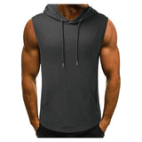 Xituodai Gyms Clothing Mens Bodybuilding Hooded Tank Top Cotton Sleeveless Vest Sweatshirt Fitness Workout Sportswear Tops Male