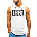 Xituodai Sports Tank Tops Men Fitness Muscle Print Sleeveless Hooded Bodybuilding Pocket Tight-drying Tops Summer Shirt For Men Clothing