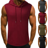 Xituodai Gyms Clothing Mens Bodybuilding Hooded Tank Top Cotton Sleeveless Vest Sweatshirt Fitness Workout Sportswear Tops Male