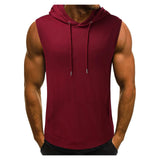 Xituodai Gyms Clothing Mens Bodybuilding Hooded Tank Top Cotton Sleeveless Vest Sweatshirt Fitness Workout Sportswear Tops Male