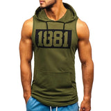 Xituodai Sports Tank Tops Men Fitness Muscle Print Sleeveless Hooded Bodybuilding Pocket Tight-drying Tops Summer Shirt For Men Clothing