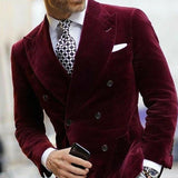 Xituodai Burgundy Velvet Blazer for Men with Double Breasted Dinner Jacket Elegant Smoking Suit Coat